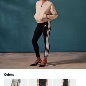 Adidas Black Leggings with 3 White Stripes essential cotton small